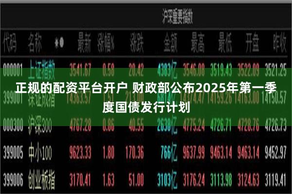 正规的配资平台开户 财政部公布2025年第一季度国债发行计划